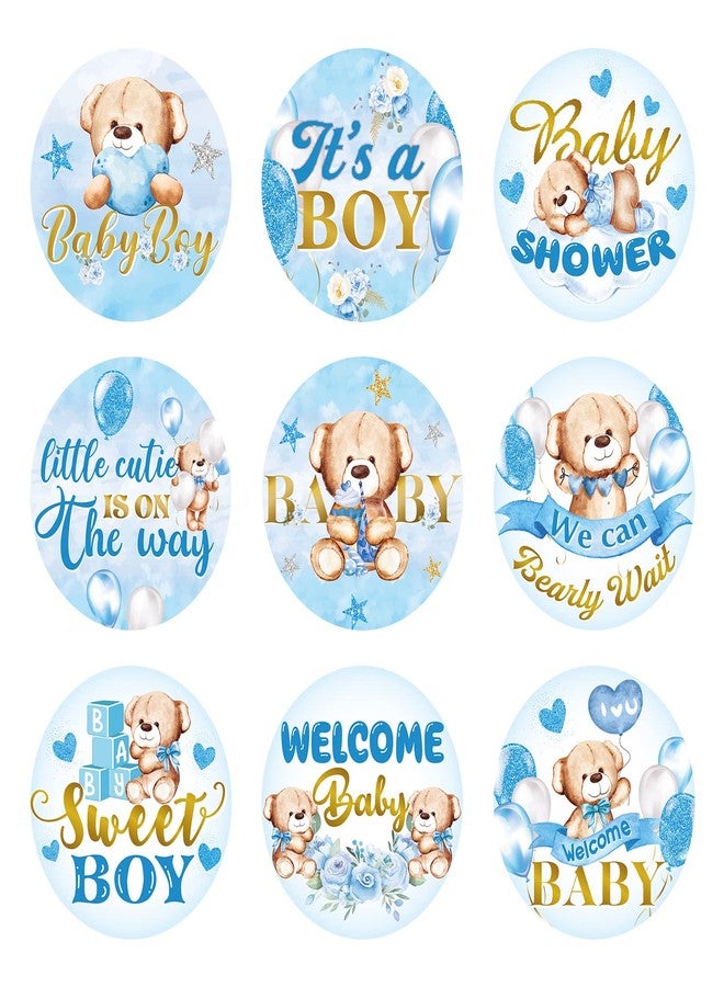 Clabby 504 Pieces Boy Girl Baby Shower Favors Stickers Mini Kisses Candy Stickers Chocolate Drop Labels Wrappers Little Cutie Baby Shower Decoration for Sprinkle Birthday Party(Blue Bear) - Image 1